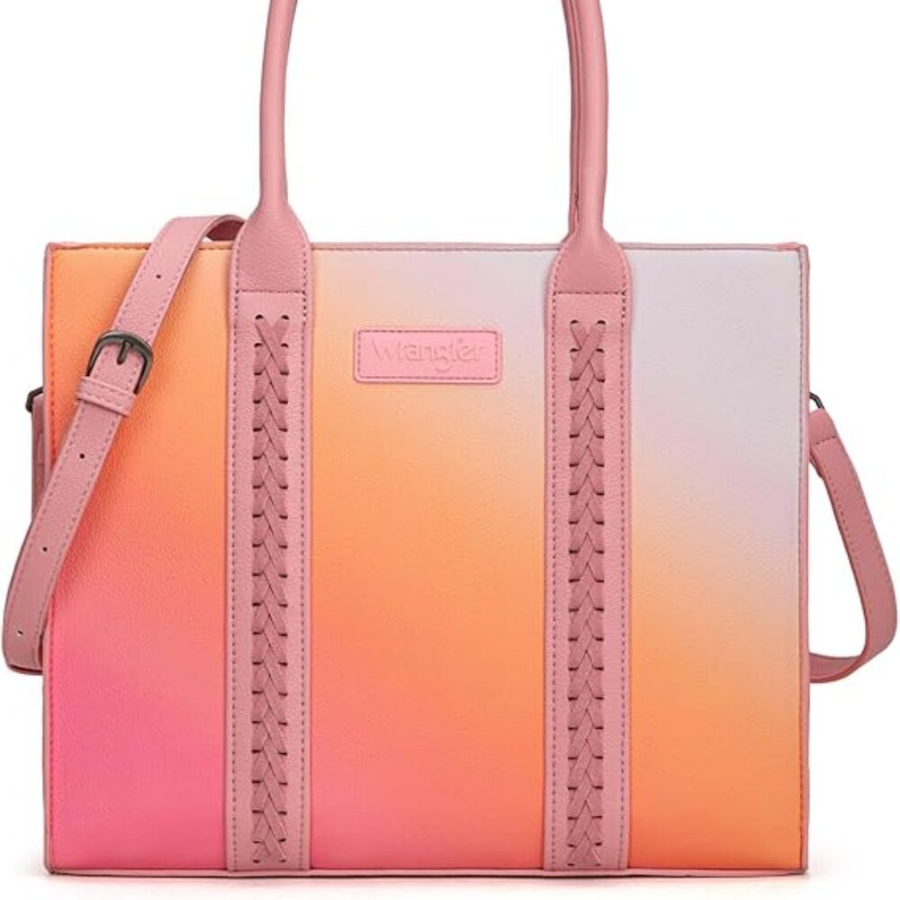 Wrangler Ombre Pink-Orange Gradient Tote with Detachable Strap